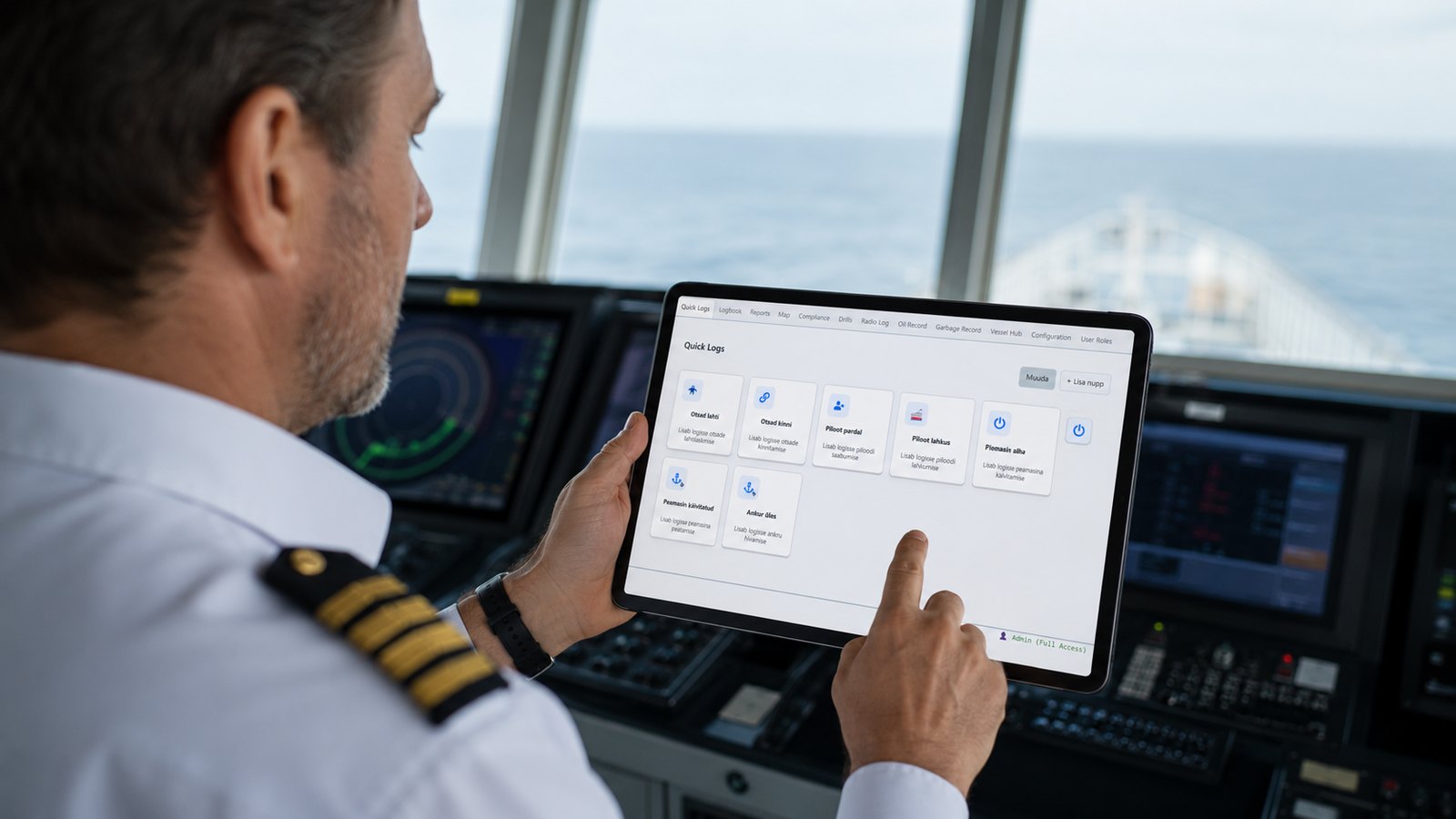 Officer using Digibook Quick Logs on a tablet